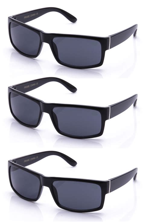 New Bee 3 Packs Mens Flat Top Sunglasses Plastic Rectangular Classic