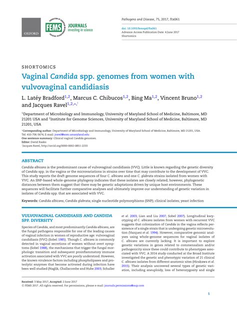 Pdf Vaginal Candida Spp Genomes From Women With Vulvovaginal Candidiasis