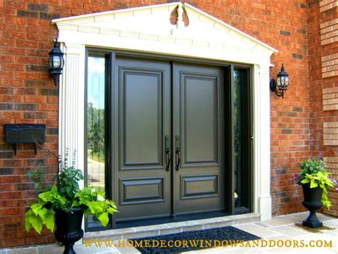 Fiberglass Double Entry Doors With Sidelites Glass Designs