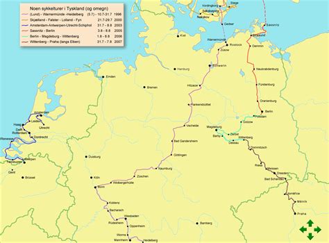 Karta över hotell i tyskland: Kart som viser noen sykkelturer i Tyskland
