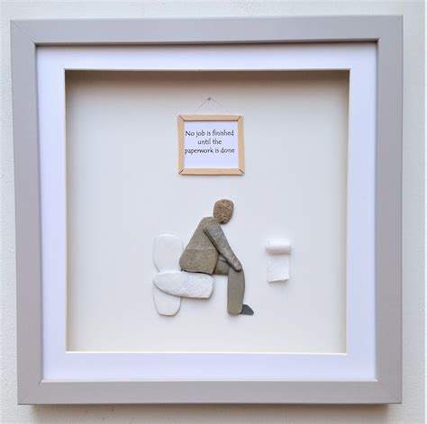 Toilet Bathroom Wall Art, Boyfriend Christmas Gift, Pebble Art Humorous ...