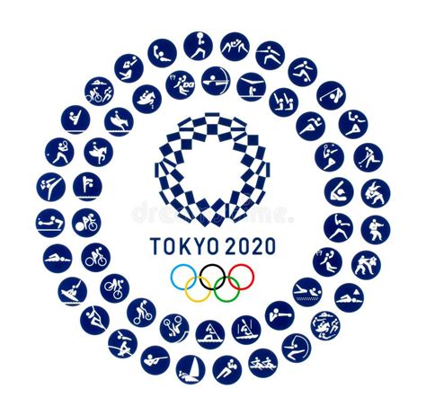 Official Logo Of The 2020 Summer Olympic Games With Official Icons Of
