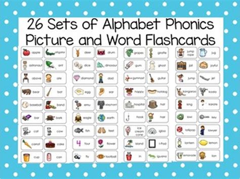 26 Printable Alphabet Phonics Picture Word Flashcard Sets All Etsy