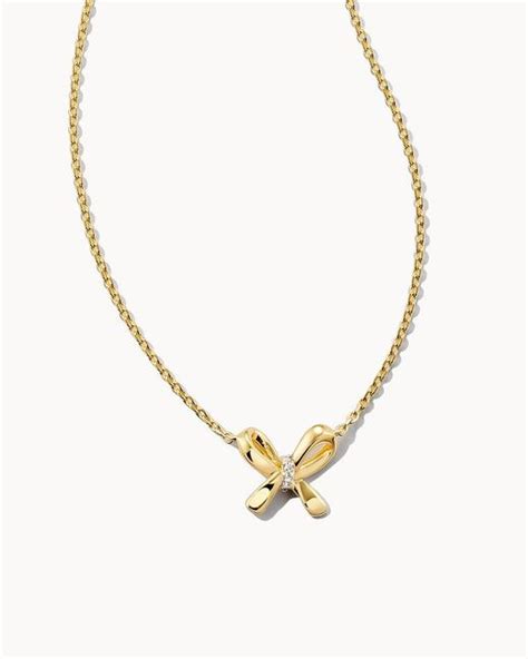 Kendra Scott Bow K Yellow Gold Vermeil Pendant Necklace In White