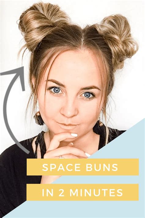 Space Buns Tutorial In Less Than 5 Minutes Hair Bun Tutorial Space Buns Hair Thick Hair Styles