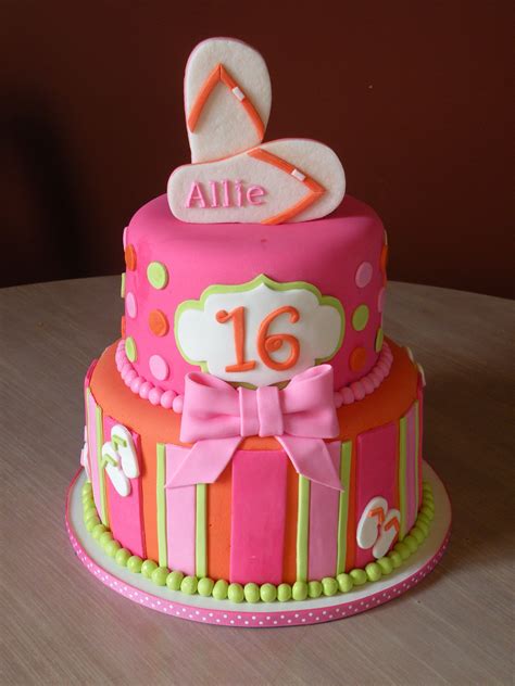 Chic two tier pink and gold detailed white wedding cake. sweet 16 - luau theme | 16 birthday cake, 16th birthday ...
