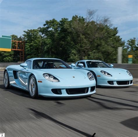 Two Porsche Carrera Gts Both Painted In Paint To Sample Gulf Blue
