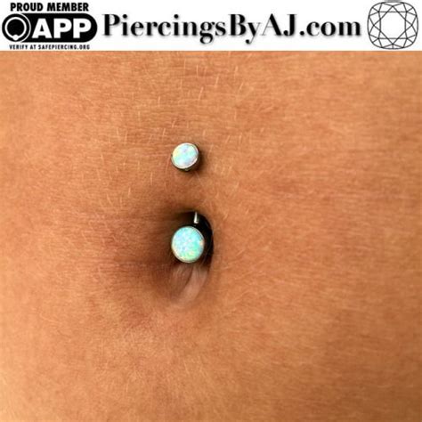 Piercings By Aj Fully Healed Navel Piercing With A White Opal