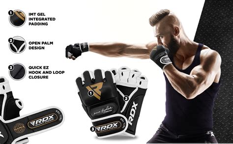 Rdx Mma Gloves Grappling Martial Arts Leather Genuine Cowhide Punching