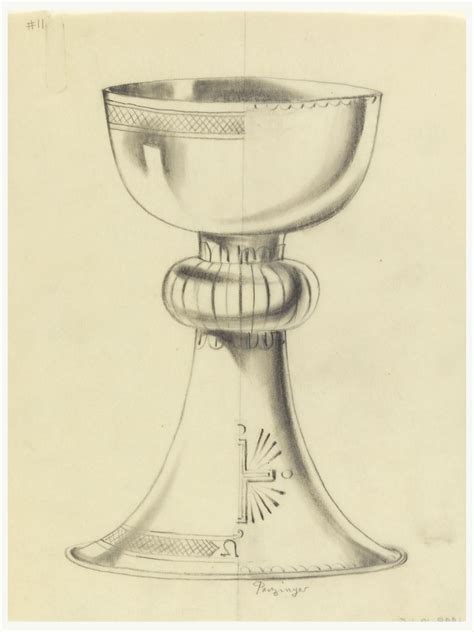Drawing Design For Silver Chalice With Two Alternate Decorative Motifs