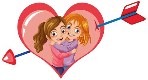 Premium Vector Female Couple Hugging Cartoon Character