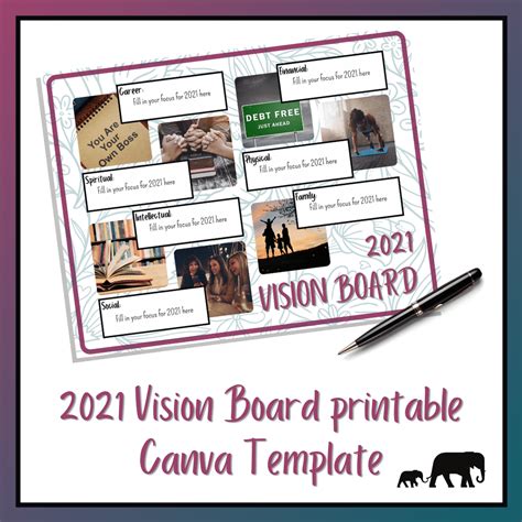 2021 Vision Board Printable Canva Template Direct Creatives