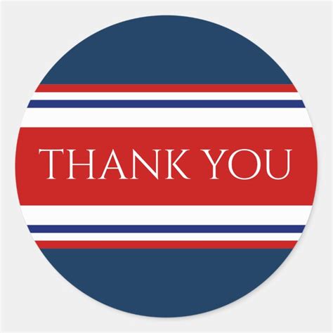 Red White And Blue Thank You Classic Round Sticker