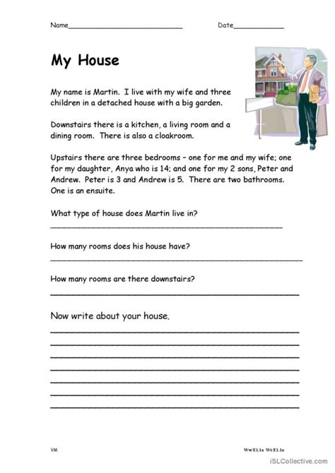 Describing My House Reading For Deta English Esl Worksheets Pdf And Doc