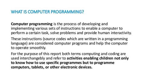 Computer Programming And Coding Skills In National Regional Or Schoo