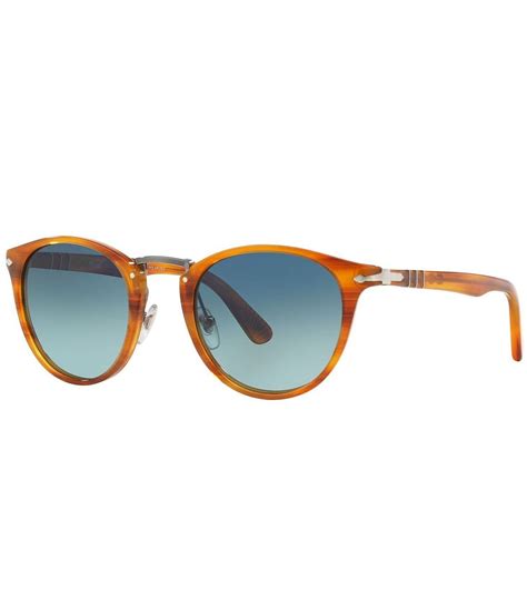 Persol Unisex Po3108s Striped Brown 49mm Round Polarized Sunglasses Dillard S