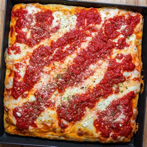 This Classic Square Shaped New York Sicilian Pizza Combines Thick Airy
