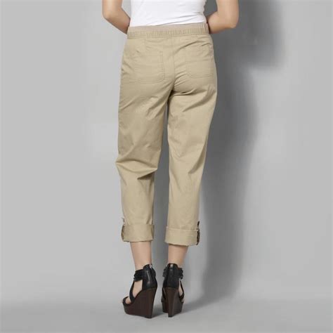 Basic Editions Womens Elastic Waist Capri Pants