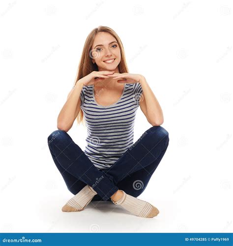 Woman Sitting On The Floor Stock Image Image Of Adult 49704285