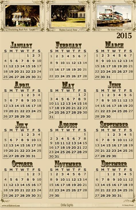 Orillia Travel Calendars