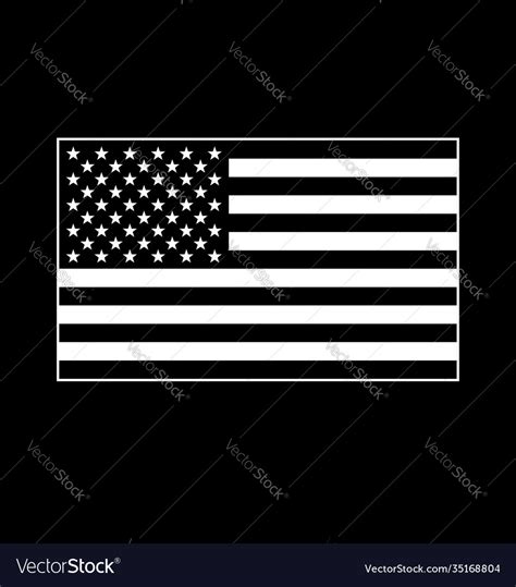 Usa Flag White On Black Background Royalty Free Vector Image