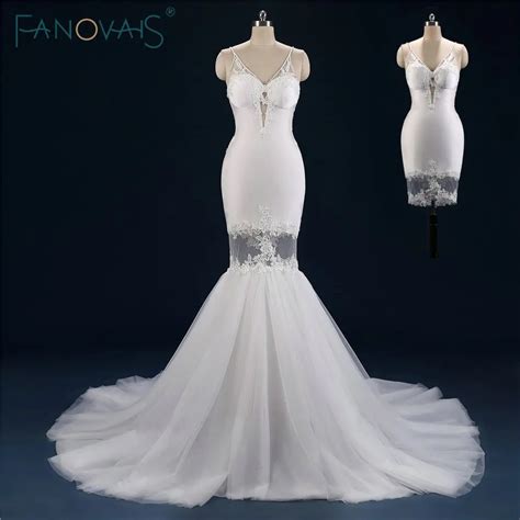 Sexy Summer Wedding Dress Short Wedding Dresses With Detachable Train