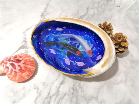 Yin Yang Koi Fish Resin Painting In Abalone Shell Resin Art Etsy