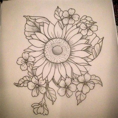 Sunflower Tattoo Template