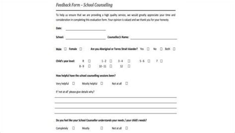 Free 8 Sample Counseling Feedback Forms In Ms Word Pdf