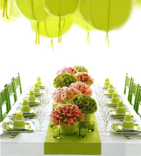 Lime Green And Pink Tablescape Green Table Green Wedding Wedding