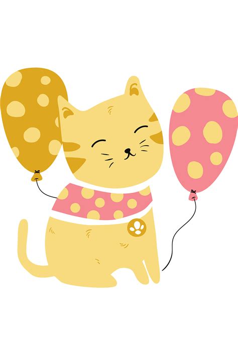 Download Cat Balloon Happy Birthday Royalty Free Stock Illustration