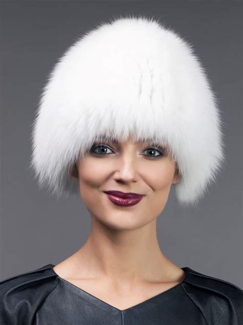 Knitted Wool And White Fox Stretchy Fur Hat Nordfur