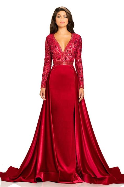 Johnathan Kayne 8013 Long Sleeve Open Back Prom Dress Pageant Gown