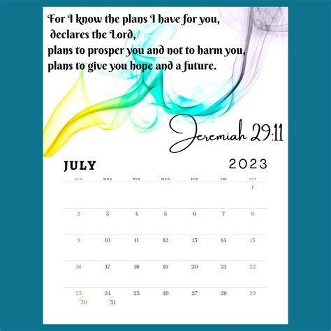2023 Calendar Bible Verse Calendar Printable Calendar Etsy