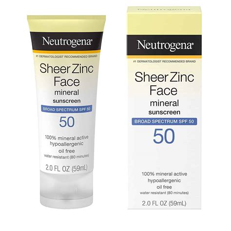 Neutrogena Sheer Zinc Face Mineral Sunscreen Spf 50 2 Ounce