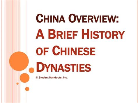 Ppt China Overview A Brief History Of Chinese Dynasties Powerpoint