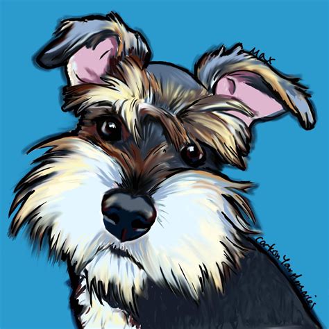 schnauzer cachorro arte impresión 100 de por cartoonyourmemories perros en caricatura perros