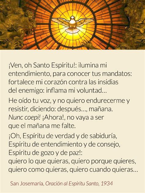 Oración De San Josemaría Al Espíritu Santo Opus Dei
