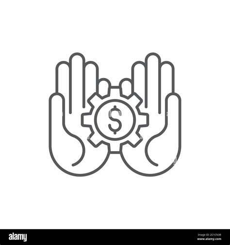 Hands Holding Gear And Money Vector Icon Symbol Isolated On White