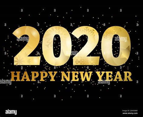 Feliz Año Nuevo 2020 Celebración banner con gradiente dorado y