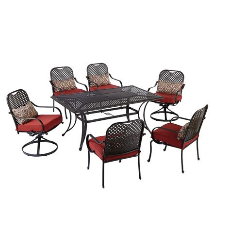 Hampton Bay Fall River 7 Piece Outdoor Dining Set In Red The Home