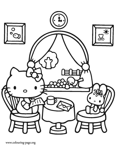 Hello Kitty - Hello Kitty at a restaurant coloring page