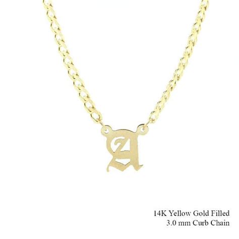 Small Gothic Initial Necklace - Old English Initial - 3mm ...