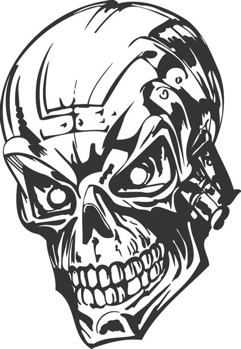 Human Evil Skull Dxf File Free Download Vectors File