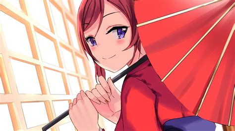 Desktop Wallpaper Umbrella Smile Maki Nishikino Love