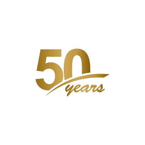 50 Years Anniversary Elegant Gold Line Celebration Vector Template