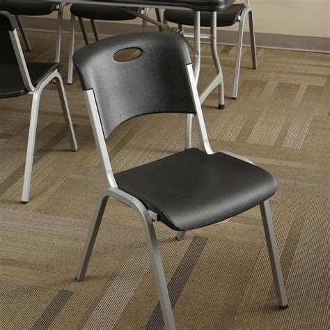 Lifetime Black Stacking Utility Chair Set Of 4 480310 The Home Depot