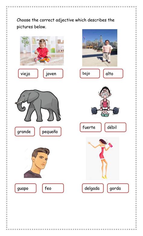 Spanish Adjectives Interactive Worksheet Live Worksheets