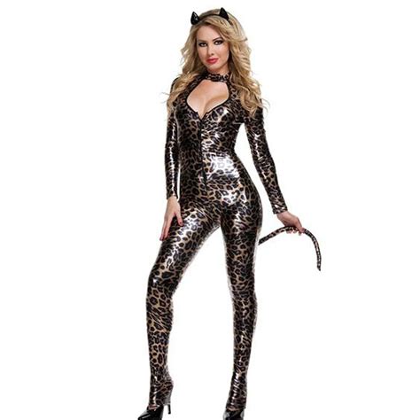 Sexy Women Mesh Leopard Print Catsuit Bodysuit Bodycon Jumpsuit Romper Halloween Cosplay Party