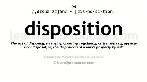 Pronunciation Of Disposition Definition Of Disposition Youtube